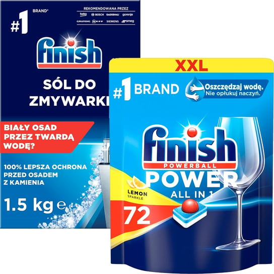 Finish Power All in 1 Tabletki do Zmywarki 72 sztuk LEMON + Sól 1,5 kg Reckitt Benckiser