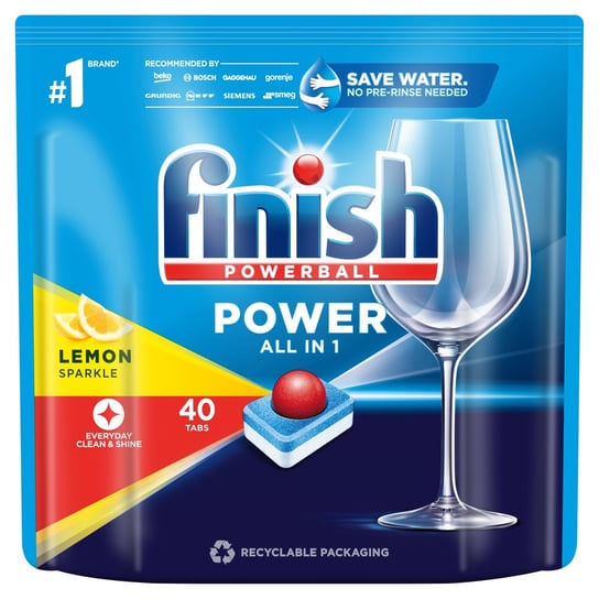 Finish Power Lemon Tabletki do mycia naczyń w zmywarce 640 g (40 sztuk) FINISH