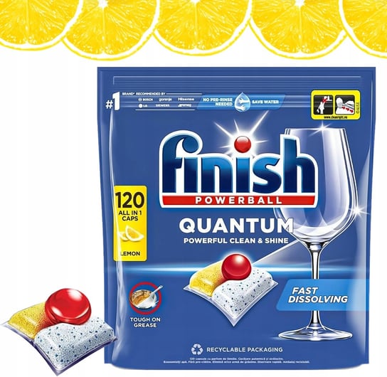 Finish Quantum All In One Kapsułki Do Zmywarki Cytrynowe CLEAN 120 Sztuk FINISH