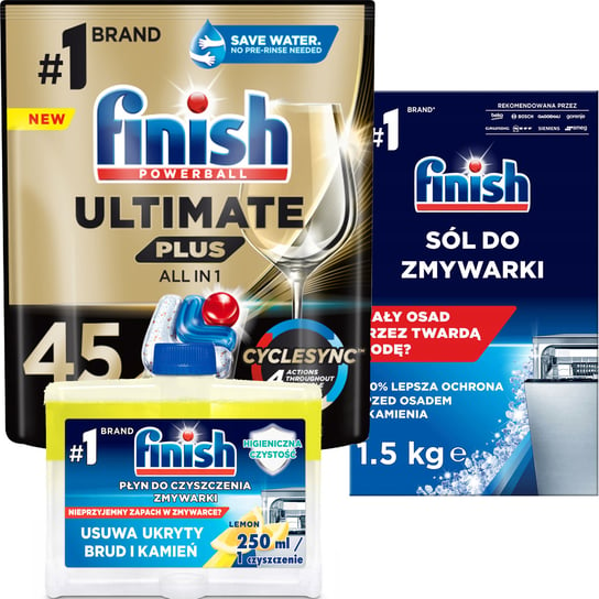 Finish Ultimate Plus 45 Fresh + Czyścik + Sól 1,5 Reckitt Benckiser