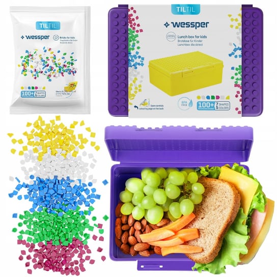 Fiolet Lunchbox Dla Dzieci 1,27L + Klocki Til Til Wessper