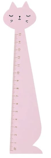Fiorello, Linijka drewniana w kształcie kota, różowa, 15cm Fiorello
