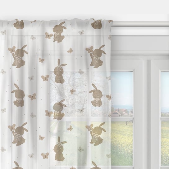 Firana dla dzieci BUNNY BLISS wzór D254 | zajączki w motylkach 140 x 150 cm Decordruk