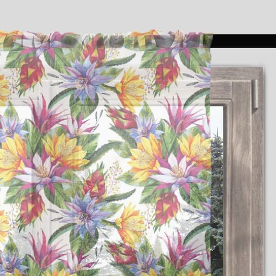 Firana FLORAL wzór F09 | tropikalne kwiaty 140 x 280 cm Decordruk