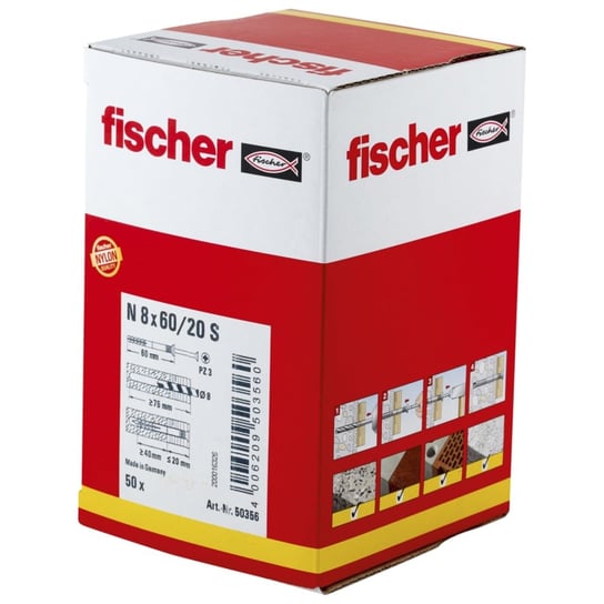 Fischer Kołki wbijane z łbem wpuszczanym Hammerfix, N8x60/20 S, 50 szt FISCHER