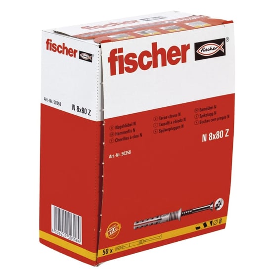 Fischer Kołki wbijane z łbem wpuszczanym Hammerfix, N8x80/40 S, 50 szt FISCHER