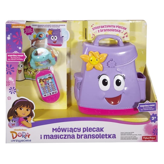 Fisher Price, Dora i Przyjaciele, zabawka interaktywna Mówiący plecak i magiczna bransoletka, FNN01 Fisher Price