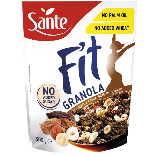 Fit Granola orzechy kakao bez dodatku cukru 300g Sante