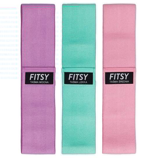 Fitsy, Zestaw Materiałowych Gum, Do Ćwiczeń, Różnokolorowe, 3 Szt. FITSY