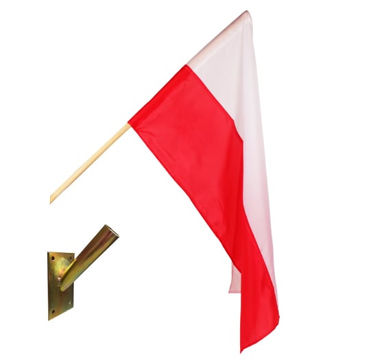 Flaga Polska z uchwytem na kij - kompletny zestaw do wyrażania patriotyzmu Woodcarver