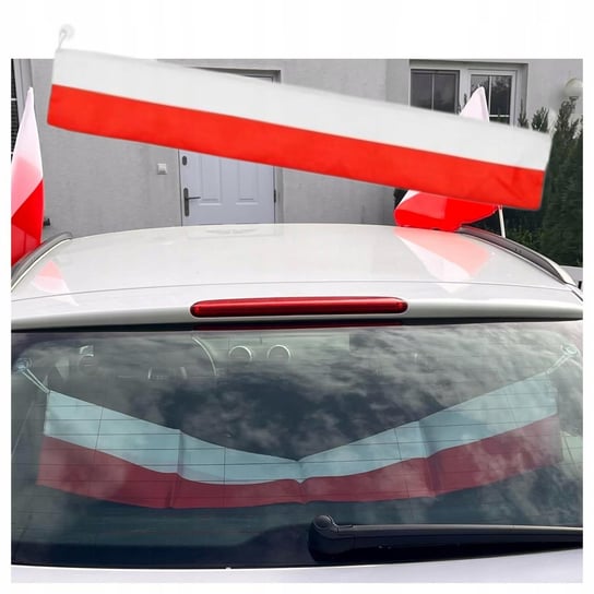 Flaga samochodowa POLSKA z przyssawkami na EURO 24 | IDEALNA NA TYLNĄ SZYBĘ Arpex