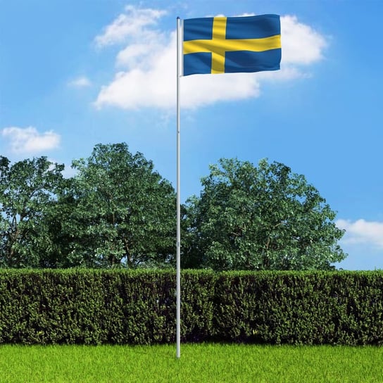 Flaga Szwecji z aluminiowym masztem, 6 m vidaXL
