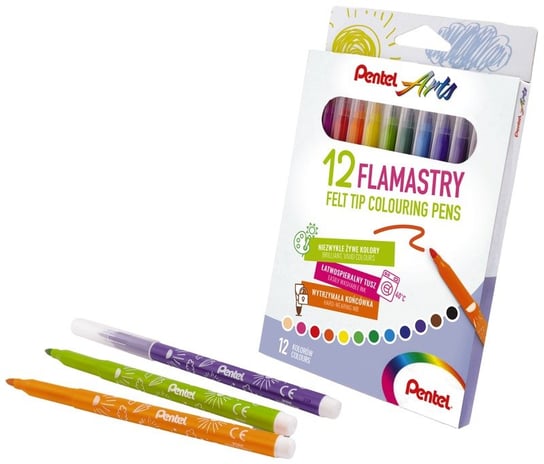 Flamastry 12-Kol. Spieralne Scs2E-12, Pentel Pentel