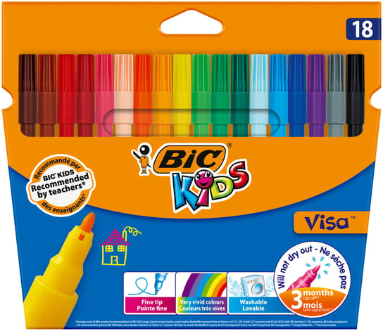 Flamastry Bic Kids Visa 18 Kolorów BIC