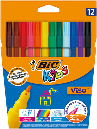 Flamastry BIC Kids Visa  Pudełko 12szt BIC