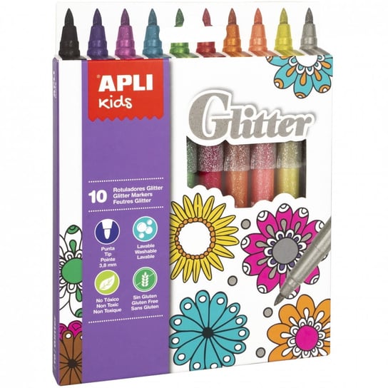 Flamastry brokatowe Apli Kids - 10 kolorów APLI Kids