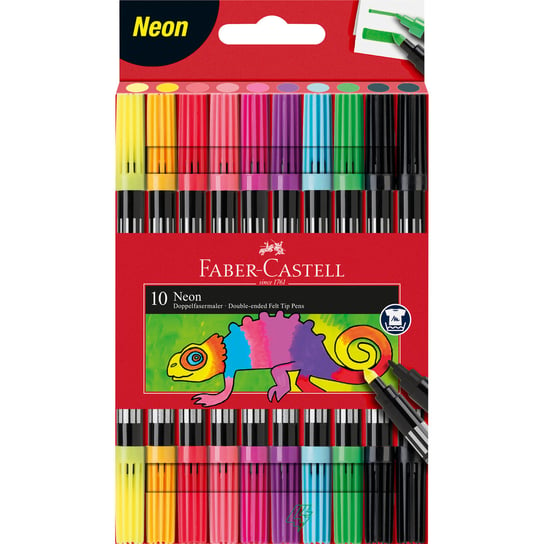 Flamastry dwustronne, 10 kolorów neonowych, Faber-Castell Faber-Castell