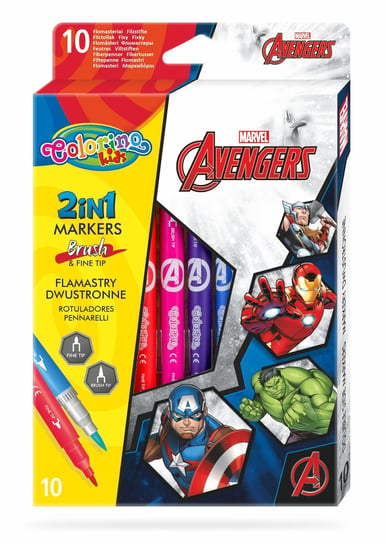 Flamastry dwustronne, Colorino Kids, Avengers, 10 kolorów Colorino