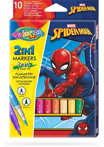 Flamastry dwustronne, Colorino Kids, Spiderman, 10 kolorów Colorino
