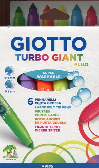 Flamastry, Giotto Turbo Giant Fluo, 6 kolorów GIOTTO