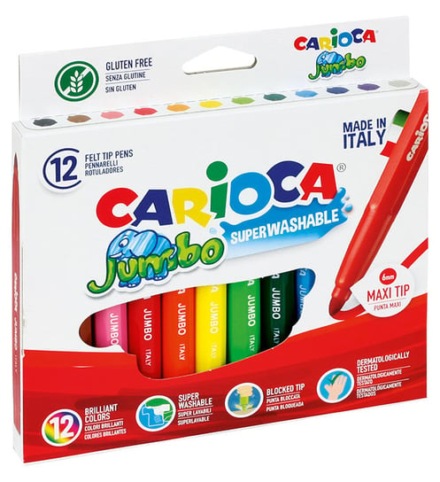 Flamastry Jumbo, 12 kolorów, 5656 Carioca