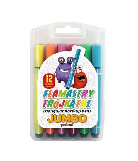 Flamastry Jumbo trójkątne 12 kol. w plastikowym pudełku Fun&Joy Titanum