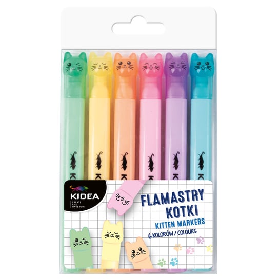 Flamastry pastelowe Kotki 6 Kolorów Kidea KIDEA