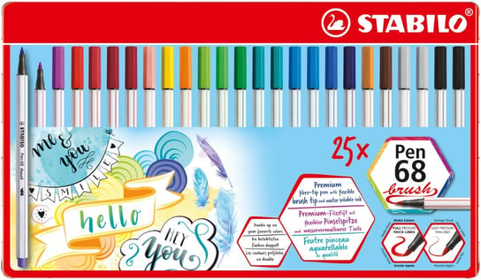 Flamastry Stabilo Pen 68 Brush etui metalowe 25 kolorów Stabilo