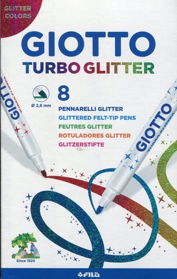 Flamastry Turbo Glitter, 8 kolorów GIOTTO