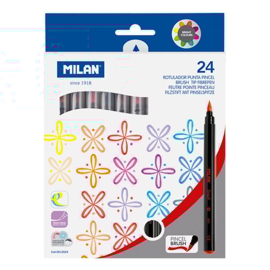 Flamastry Z Pędzelkiem 24 Kolory Milan