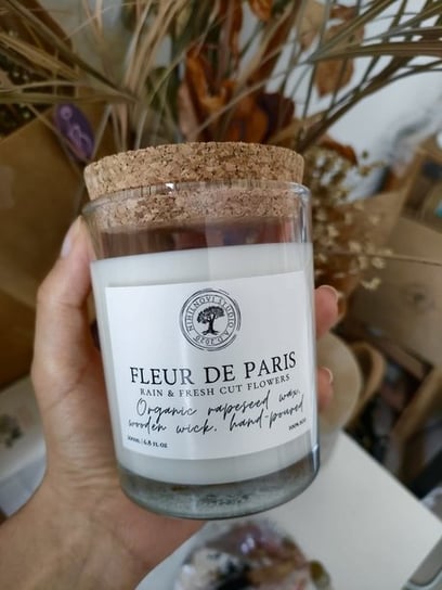 Fleur de Paris - naturalna świeca zapachowa - rzepakowa, drewniany knot, bez ftalanów 200ml NihilNovi Studio
