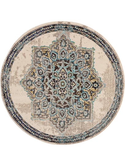 FLHF, Dywan Okrągły krótkowłosy, Casa Beżowy Styl Ornament R180 cm Benuta