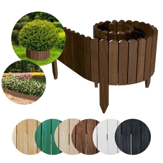 Floranica Rollborder elastyczny drewniany płot - 200 x 30 cm - Brązowy - Obrzeża rabat, trawnika, dekoracja, ogrodzenie sadów, ścieżek Floranica