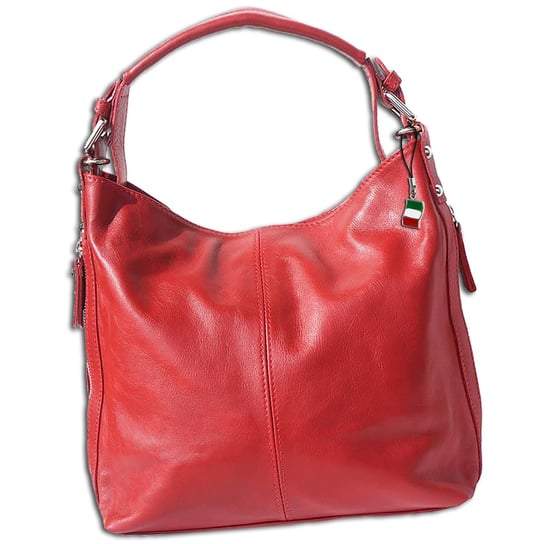 Florence torebka skórzana damska torebka typu Bucket czerwona 35x10x28 cm Hobo Bag OTF101R Florence
