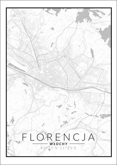 Florencja mapa czarno biała - plakat 59,4x84,1 cm Galeria Plakatu