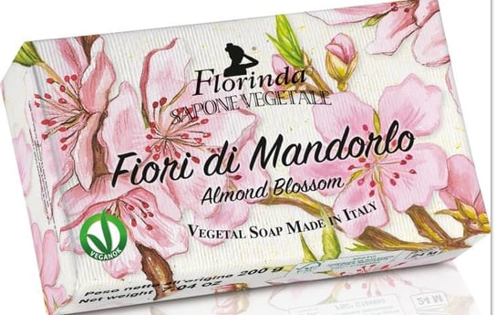 Florinda naturalne mydło roślinne 200 g, ręcznie robione, zapach kwiat migdałowca La Dispensa