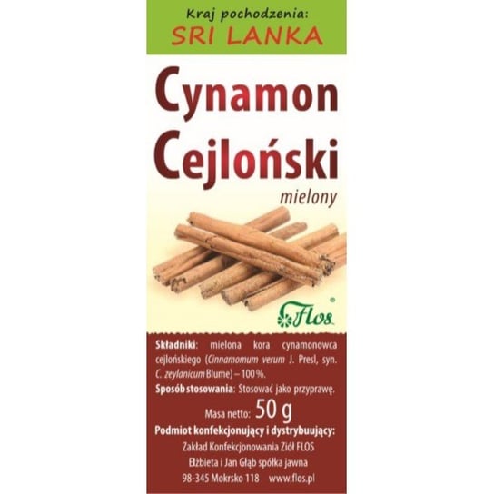 Flos Cynamon Cejloński Mielony 50G Flos