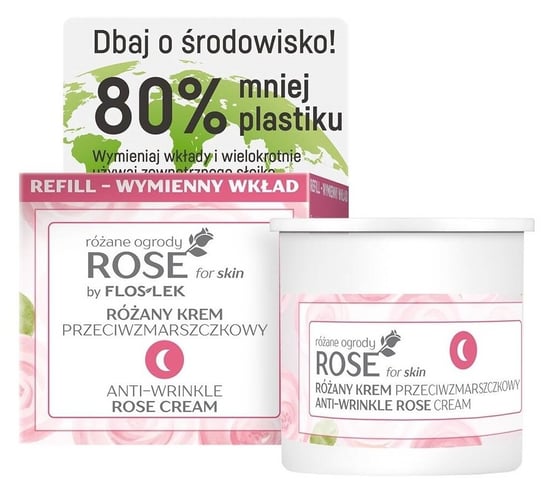 Flos Lek, Rose For Skin, różany krem przeciwzmarszczkowy na noc refill, 50 ml FLOS-LEK