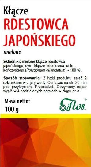 Flos Rdestowiec Japoński Kłącze Suplement diety, 100 g Spożywczy Flos