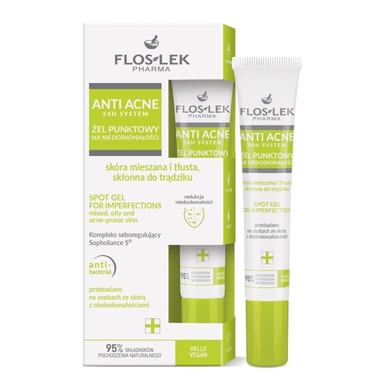 FLOSLEK ANTI ACNE Żel punktowy na niedoskonałości do skóry mieszanej, tłustej i skłonnej do trądziku 20 ml FLOS-LEK