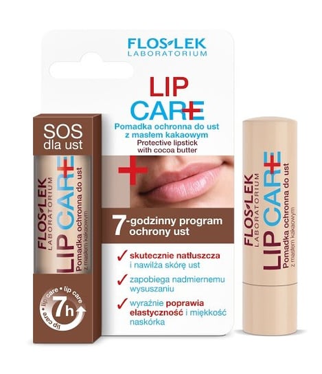 Floslek, Lip Care, pomadka ochronna do ust z masłem kakaowym, 15 g Floslek