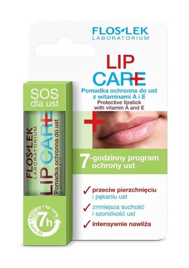 Floslek, Lip Care, pomadka ochronna do ust z witaminami A i E, 15 g Floslek