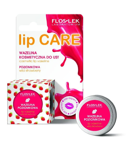 Floslek, Lip Care, wazelina kosmetyczna do ust, poziomkowa, 15 g FLOS-LEK