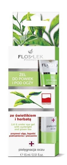 Floslek, Pielęgnacja oczu, żel do powiek i pod oczy ze świetlikiem i herbatą, 15 ml FLOS-LEK