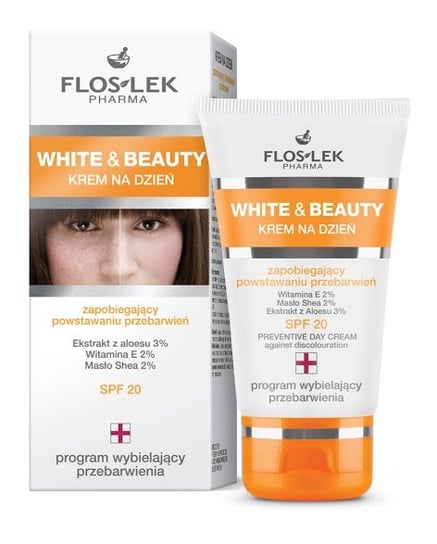Floslek, White&Beauty, krem na dzień zapobiegający powstawaniu przebarwień, SPF20, 50 ml Floslek