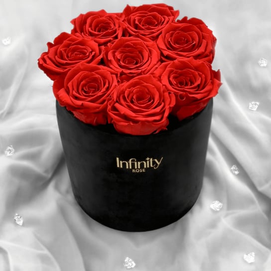 Flower box Infinity Rose pachnące czerwone róże wieczne w czarnym pudełku Velvet prezent na urodziny dla kobiety Infinity Rose