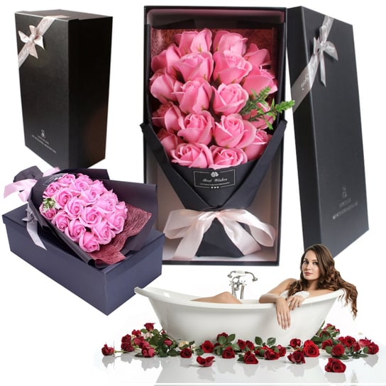 Flower box mydlane róże bukiet kwiatów róż na prezent na Dzień Nauczyciela na prezent Okazeo