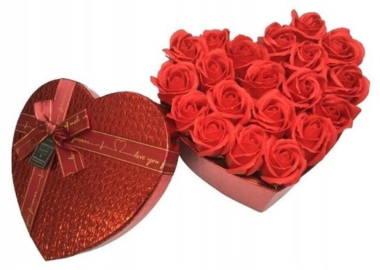 FLOWER BOX serce czerwona róża MYDLANE KWIATY PACHNĄCE prezent kobiet DUŻY DOMOSFERA