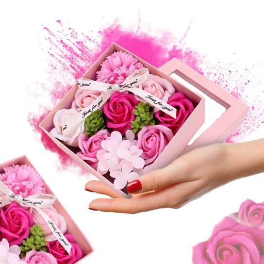 Flowerbox mydlane róże duże pachnące mydełka piękny prezent na Dzień Matki Inna marka