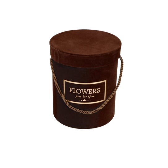 Flowerbox okrągły brązowy cylinder kwiaty 15x18cm ABC